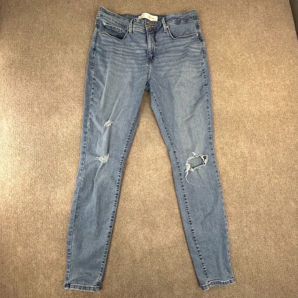 Levi's 721 Skinny Jeans Womens 14L Blue Denim High Rise Distressed Slim Fit